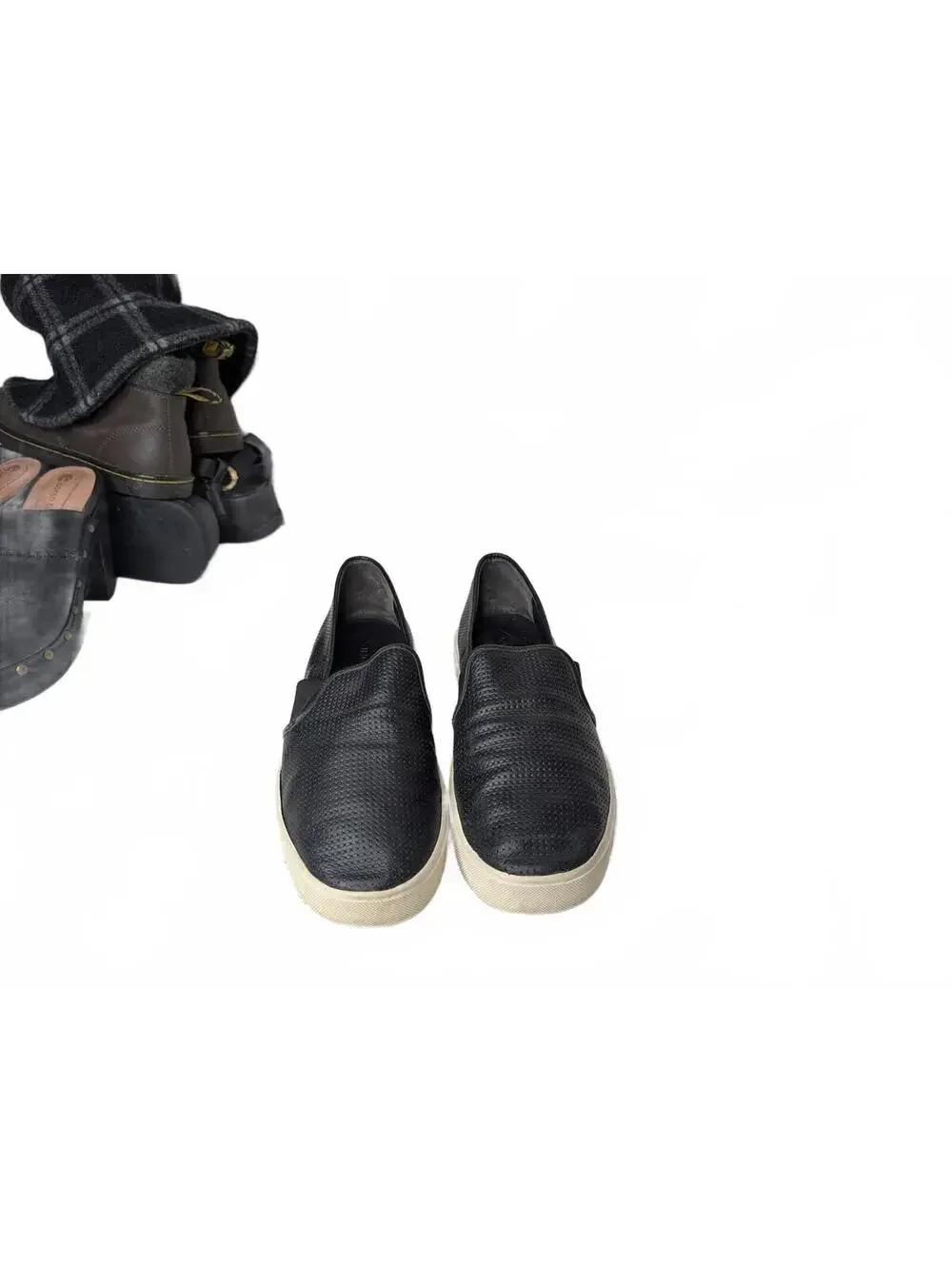 Vince Blair Black Leather Slip-On Sneakers US 10‎